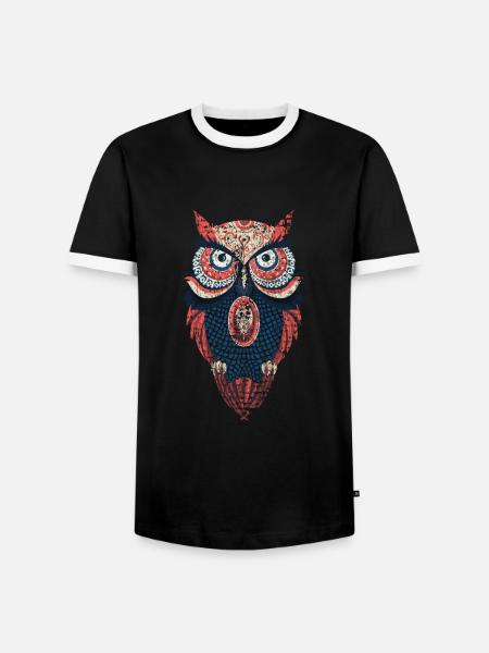Eule Waldbewohner Eulen Natur - Männer Kontrast-T-Shirt - Schwarz/Weiß