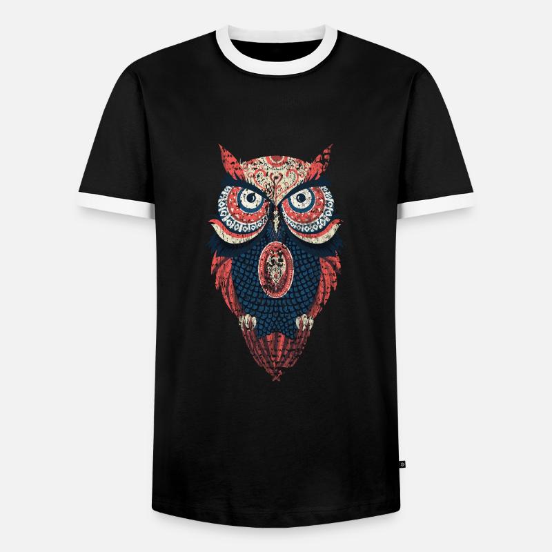 Eule Waldbewohner Eulen Natur - Männer Kontrast-T-Shirt - Schwarz/Weiß