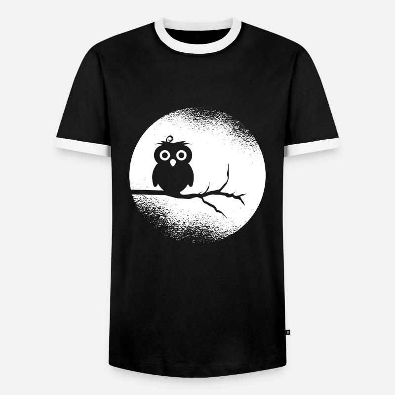 Eule Waldbewohner Eulen Vollmond - Männer Kontrast-T-Shirt - Schwarz/Weiß