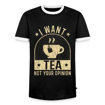 Tea lovers tea gifts tea saying - Men's Ringer Shirt - black/white - Front - AI Model Female 172 light (172cm) & AI Model Male 178 light (178cm)