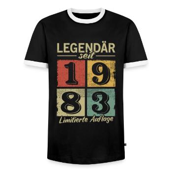 Legendär seit 1983 - Geburtsjahr 1983 vintage - Männer Kontrast-T-Shirt - Schwarz/Weiß - Vorne - AI Model Female 172 light (172cm) & AI Model Male 178 light (178cm)