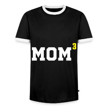 Mother Of Three Kids MothersGift - Men's Ringer Shirt - black/white - Front - AI Model Female 172 light (172cm) & AI Model Male 178 light (178cm)