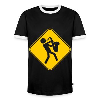 Saxophonist Sax Music Musician Saxophone Jazz Gift - Men's Ringer Shirt - black/white - Front - AI Model Female 172 light (172cm) & AI Model Male 178 light (178cm)
