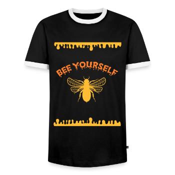 Bee Yourself Beekeeper Beekeeper Honey Bee - Men's Ringer Shirt - black/white - Front - AI Model Female 172 light (172cm) & AI Model Male 178 light (178cm)