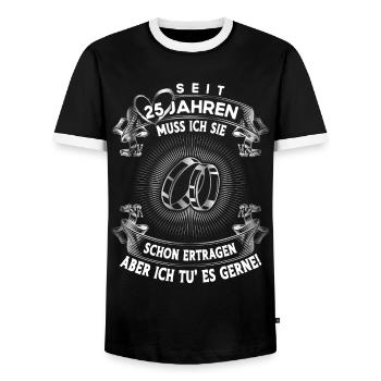 Traumpaar seit 25 Jahren Silberhochzeit Geschenk - Männer Kontrast-T-Shirt - Schwarz/Weiß - Vorne - AI Model Female 172 light (172cm) & AI Model Male 178 light (178cm)