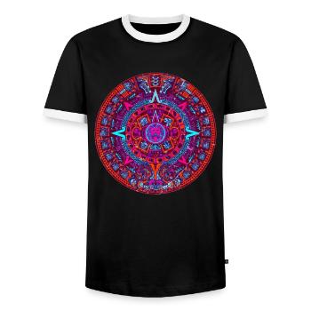 Calendrier aztèque Mexique Culture Histoire - T-shirt contrasté Homme - noir/blanc - Devant - AI Model Female 172 light (172cm) & AI Model Male 178 light (178cm)