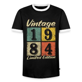 Légende depuis 1984 - année de naissance 1984 vintage - T-shirt contrasté Homme - noir/blanc - Devant - AI Model Female 172 light (172cm) & AI Model Male 178 light (178cm)
