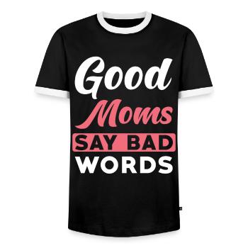 Mama Saying Good Moms say Bad Words - Men's Ringer Shirt - black/white - Front - AI Model Female 172 light (172cm) & AI Model Male 178 light (178cm)