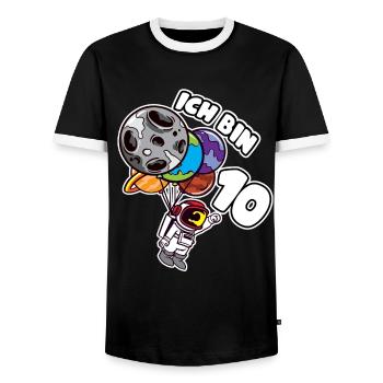 10 Geburtstag Ich Bin 10 Astronaut 10 Jahre - Männer Kontrast-T-Shirt - Schwarz/Weiß - Vorne - AI Model Female 172 light (172cm) & AI Model Male 178 light (178cm)