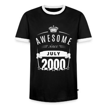 Juli 2000 geboren - Männer Kontrast-T-Shirt - Schwarz/Weiß - Vorne - AI Model Female 172 light (172cm) & AI Model Male 178 light (178cm)