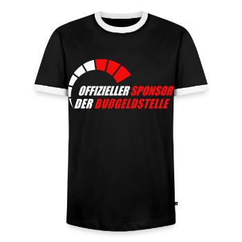 Offizieller Sponsor der Bußgeldstelle - Männer Kontrast-T-Shirt - Schwarz/Weiß - Vorne - AI Model Female 172 light (172cm) & AI Model Male 178 light (178cm)