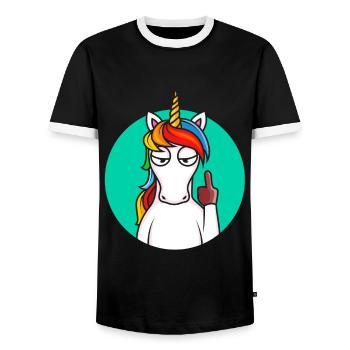 Bad Attitude Unicorn-funny gift for adults who - Men's Ringer Shirt - black/white - Front - AI Model Female 172 light (172cm) & AI Model Male 178 light (178cm)