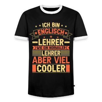 Englisch Lehrer - Männer Kontrast-T-Shirt - Schwarz/Weiß - Vorne - AI Model Female 172 light (172cm) & AI Model Male 178 light (178cm)