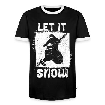 snowmobile - Men's Ringer Shirt - black/white - Front - AI Model Female 172 light (172cm) & AI Model Male 178 light (178cm)