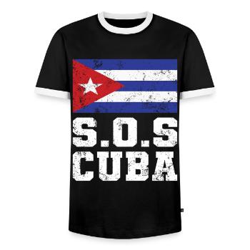 S.O.S Cuba fier Cubain SOS Cuba - T-shirt contrasté Homme - noir/blanc - Devant - AI Model Female 172 light (172cm) & AI Model Male 178 light (178cm)