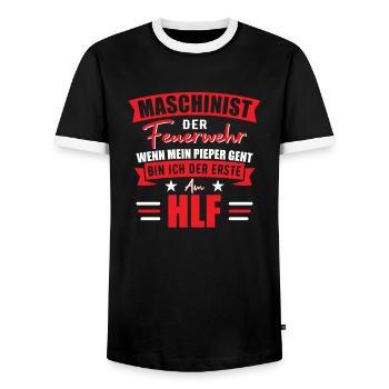 Feuerwehr Maschinist Feuerwehrmann Geschenk - Männer Kontrast-T-Shirt - Schwarz/Weiß - Vorne - AI Model Female 172 light (172cm) & AI Model Male 178 light (178cm)