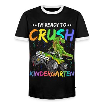 I m Ready To Crush kindergarten dinosur T Rex - Männer Kontrast-T-Shirt - Schwarz/Weiß - Vorne - AI Model Female 172 light (172cm) & AI Model Male 178 light (178cm)