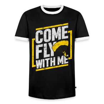 Skydiving Skydiving Sky Diving - Men's Ringer Shirt - black/white - Front - AI Model Female 172 light (172cm) & AI Model Male 178 light (178cm)