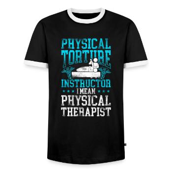 Physical Therapist Therapy - Men's Ringer Shirt - black/white - Front - AI Model Female 172 light (172cm) & AI Model Male 178 light (178cm)