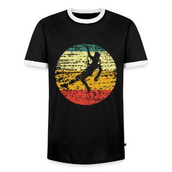 Klettern Kletterer retro - Männer Kontrast-T-Shirt - Schwarz/Weiß - Vorne - AI Model Female 172 light (172cm) & AI Model Male 178 light (178cm)