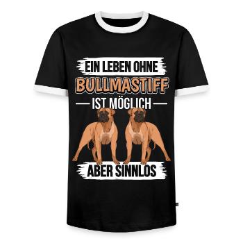 Bullmastiff Ein Leben ohne Bullmastiffs - Männer Kontrast-T-Shirt - Schwarz/Weiß - Vorne - AI Model Female 172 light (172cm) & AI Model Male 178 light (178cm)