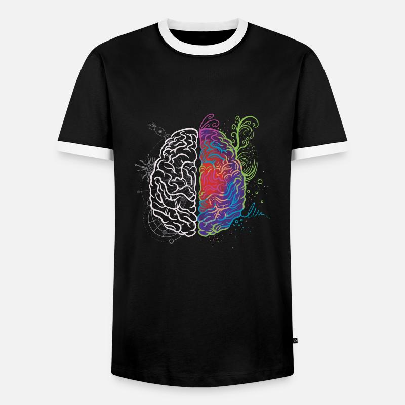 brain - Men's Ringer Shirt - black/white