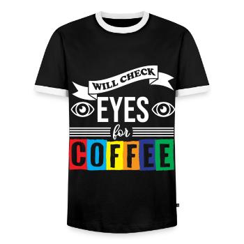 Ophtalmologiste Will Check Eyes For Coffee - T-shirt contrasté Homme - noir/blanc - Devant - AI Model Female 172 light (172cm) & AI Model Male 178 light (178cm)