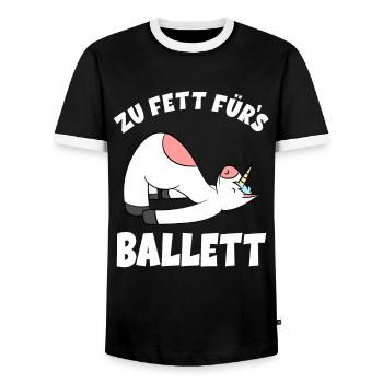 Ballerina Ballett Einhorn - Zu Fett Fürs Ballett - Männer Kontrast-T-Shirt - Schwarz/Weiß - Vorne - AI Model Female 172 light (172cm) & AI Model Male 178 light (178cm)