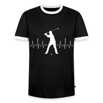 Golf Heartbeat - Männer Kontrast-T-Shirt - Schwarz/Weiß - Vorne - AI Model Female 172 light (172cm) & AI Model Male 178 light (178cm)