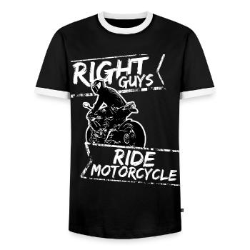 Motorcycle Lifestyle / Moto / moto biker - T-shirt contrasté Homme - noir/blanc - Devant - AI Model Female 172 light (172cm) & AI Model Male 178 light (178cm)