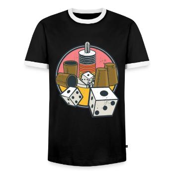 Schocken Würfelspiel Trinkspiel Kneipe - Männer Kontrast-T-Shirt - Schwarz/Weiß - Vorne - AI Model Female 172 light (172cm) & AI Model Male 178 light (178cm)