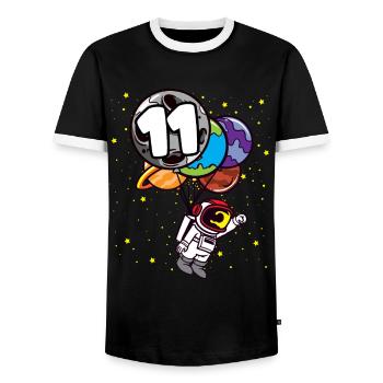 11 anniversaire astronaute 11 ans planètes spatiales - T-shirt contrasté Homme - noir/blanc - Devant - AI Model Female 172 light (172cm) & AI Model Male 178 light (178cm)