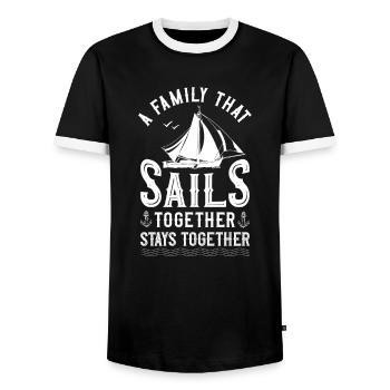 Sailing A Family That Sails - Men's Ringer Shirt - black/white - Front - AI Model Female 172 light (172cm) & AI Model Male 178 light (178cm)
