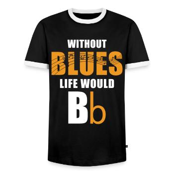 Blues - Männer Kontrast-T-Shirt - Schwarz/Weiß - Vorne - AI Model Female 172 light (172cm) & AI Model Male 178 light (178cm)