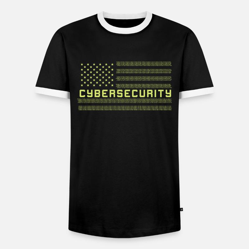 CYBERSECURITY Cybersecurity US Flag - Männer Kontrast-T-Shirt - Schwarz/Weiß