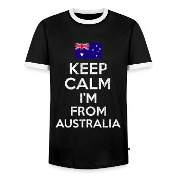 Australia Keep Calm - Men's Ringer Shirt - black/white - Front - AI Model Female 172 light (172cm) & AI Model Male 178 light (178cm)