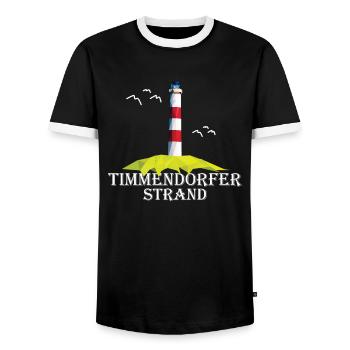 Timmendorfer Strand Ostsee Urlaub Souvenir - Männer Kontrast-T-Shirt - Schwarz/Weiß - Vorne - AI Model Female 172 light (172cm) & AI Model Male 178 light (178cm)