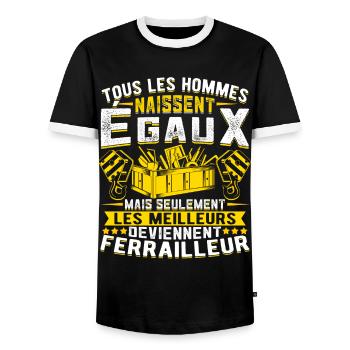 Ferrailleur Humour Ferraille - T-shirt contrasté Homme - noir/blanc - Devant - AI Model Female 172 light (172cm) & AI Model Male 178 light (178cm)