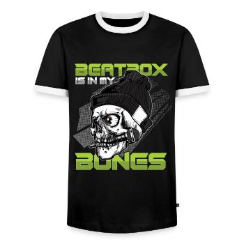 Beatbox In My Bones Skull Skelett DJ Beatboxer - Männer Kontrast-T-Shirt - Schwarz/Weiß - Vorne - AI Model Female 172 light (172cm) & AI Model Male 178 light (178cm)