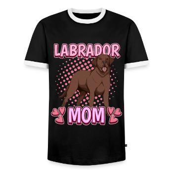 Brown Labrador Labbi Labrador Mom - Men's Ringer Shirt - black/white - Front - AI Model Female 172 light (172cm) & AI Model Male 178 light (178cm)