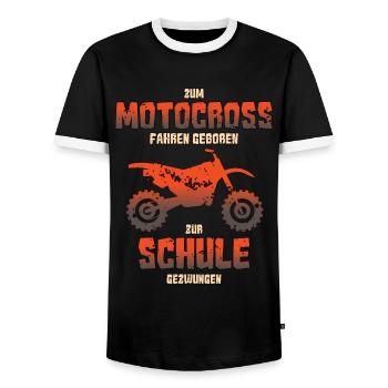 Motocross Zum Motocross Fahren Geboren Zur Schule - Männer Kontrast-T-Shirt - Schwarz/Weiß - Vorne - AI Model Female 172 light (172cm) & AI Model Male 178 light (178cm)
