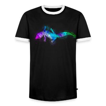 Leopard Gecko Watercolor - T-shirt contrasté Homme - noir/blanc - Devant - AI Model Female 172 light (172cm) & AI Model Male 178 light (178cm)