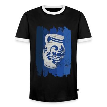 Hessischer Äppler, Apfelwein - Männer Kontrast-T-Shirt - Schwarz/Weiß - Vorne - AI Model Female 172 light (172cm) & AI Model Male 178 light (178cm)