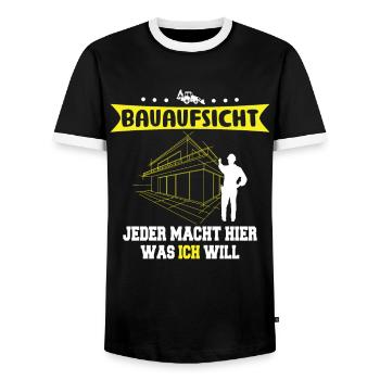 Construction supervision Everyone does what I want Builder - Men's Ringer Shirt - black/white - Front - AI Model Female 172 light (172cm) & AI Model Male 178 light (178cm)