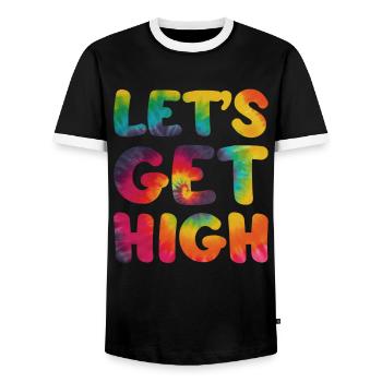 Hippie saying Lets goes high - Men's Ringer Shirt - black/white - Front - AI Model Female 172 light (172cm) & AI Model Male 178 light (178cm)