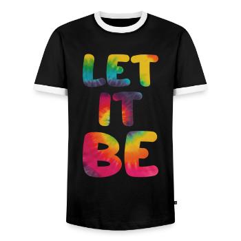 Hippie saying Let it be - Men's Ringer Shirt - black/white - Front - AI Model Female 172 light (172cm) & AI Model Male 178 light (178cm)