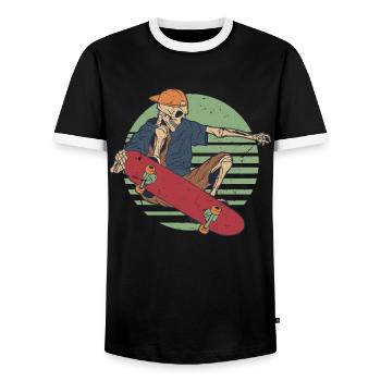 Cool skeleton skater doing a trick on skateboard - Männer Kontrast-T-Shirt - Schwarz/Weiß - Vorne - AI Model Female 172 light (172cm) & AI Model Male 178 light (178cm)