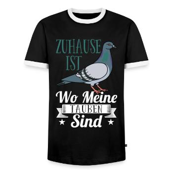 Zuhause ist wo meine Tauben sind taube taubenzucht - Männer Kontrast-T-Shirt - Schwarz/Weiß - Vorne - AI Model Female 172 light (172cm) & AI Model Male 178 light (178cm)