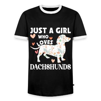 Blaireau Cheveux rugueux Teckel Teckel Amateur de chiens - T-shirt contrasté Homme - noir/blanc - Devant - AI Model Female 172 light (172cm) & AI Model Male 178 light (178cm)