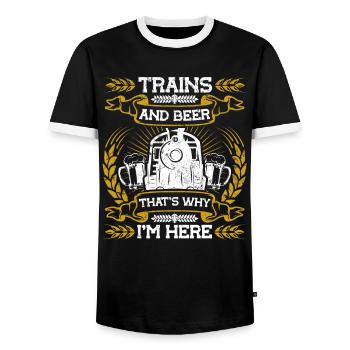Chemin de fer train locomotives locomotives - T-shirt contrasté Homme - noir/blanc - Devant - AI Model Female 172 light (172cm) & AI Model Male 178 light (178cm)